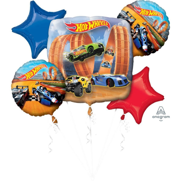 5pcs Anagram Licensed Hot Wheels Foil Balloon Bouquet - Everything Party