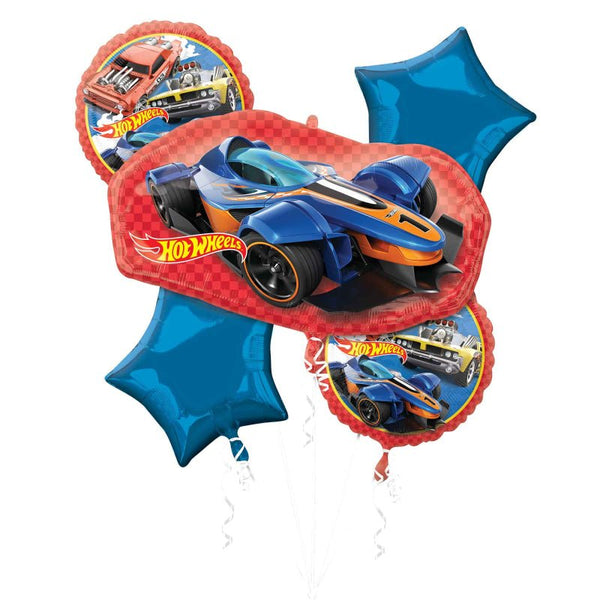 5pcs Anagram Licensed Hot Wheels Foil Balloon Bouquet - Everything Party