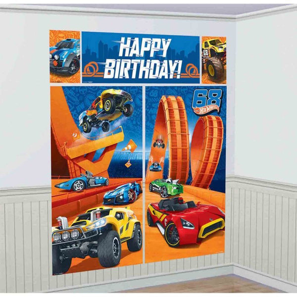 5pcs Hot Wheels Wild Racer Scene Setter Wall Decoration Kit - Everything Party