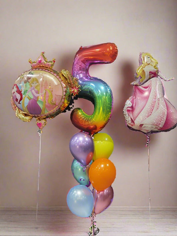 5th Birthday Princess Foil Balloon Bouquets - Everything Party