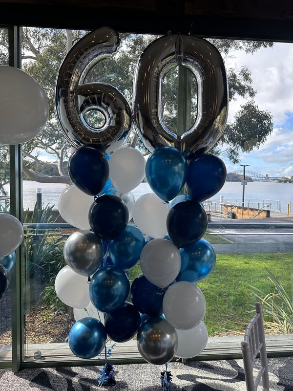 60th Birthday Jumbo Foil Number Helium Balloon Bouquet - Everything Party