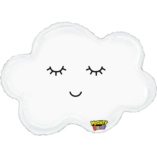 61cm Betallic White Sleepy Cloud Shape Foil Balloon - Everything Party