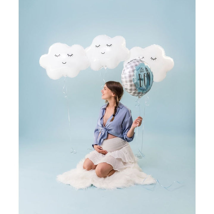 61cm Betallic White Sleepy Cloud Shape Foil Balloon - Everything Party