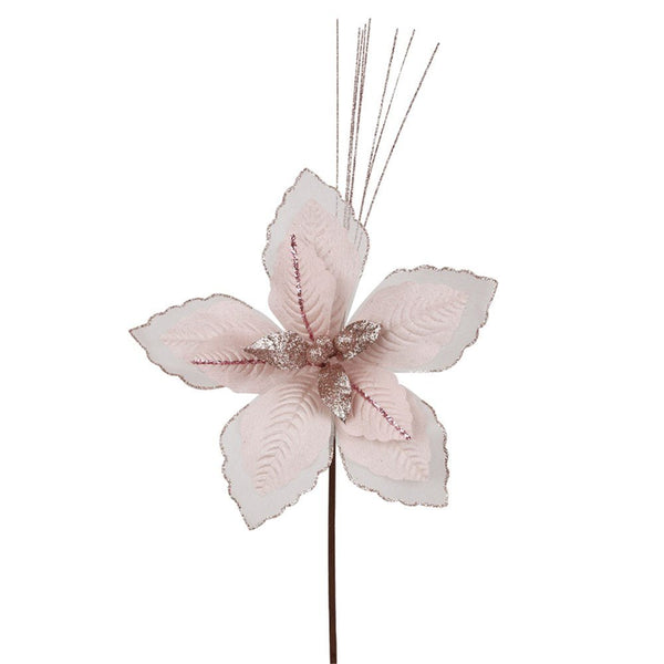 65cm Blush Pink Poinsettia with Organza Stem Christmas Decor - Everything Party