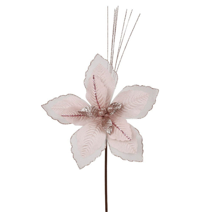 65cm Blush Pink Poinsettia with Organza Stem Christmas Decor - Everything Party