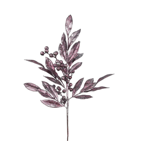 65CM Magenta Berry Stem – Glitter Christmas Floral Pick - Everything Party