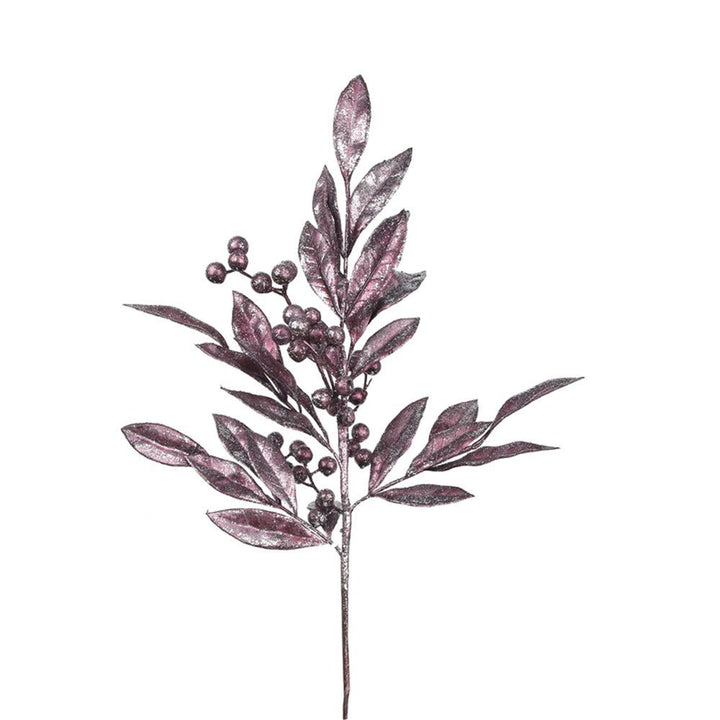 65CM Magenta Berry Stem – Glitter Christmas Floral Pick - Everything Party