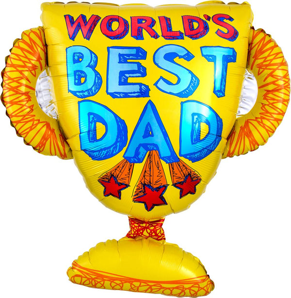 68cm Anagram World's Best Dad Trophy Supershape Foil Balloon - Everything Party