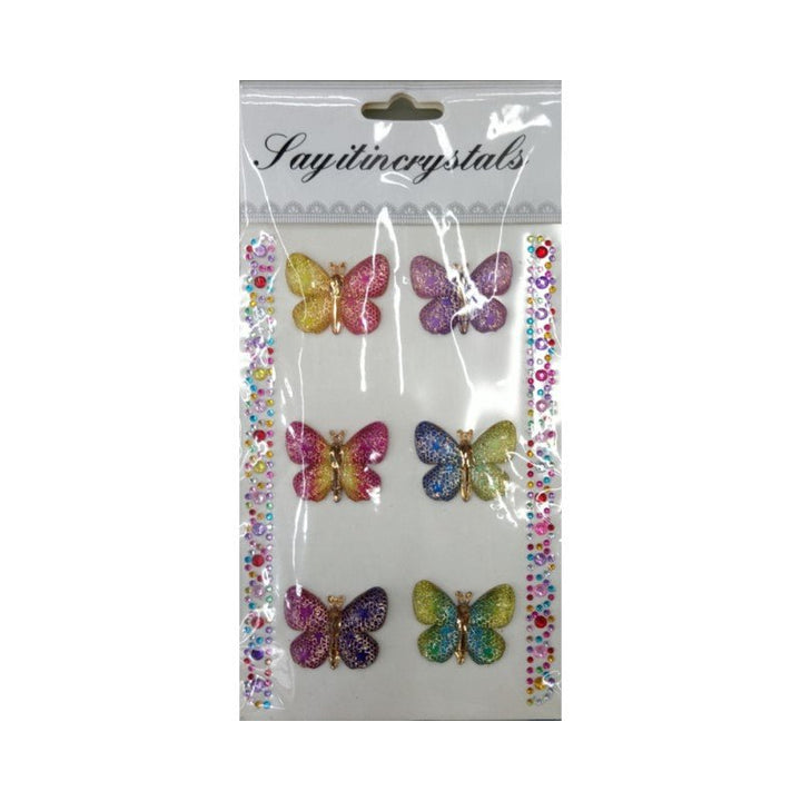 6pk 3D Decorative Colourful Butterfly Stickers - Everything Party