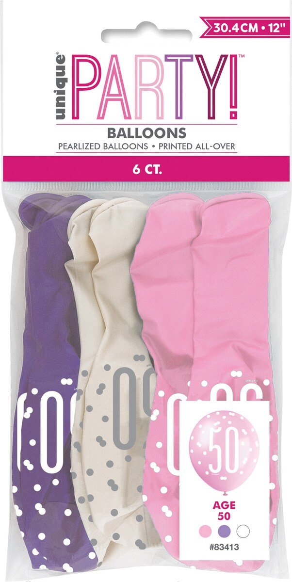 6pk Assorted Pink Purple Latex Balloon - 50 - Everything Party