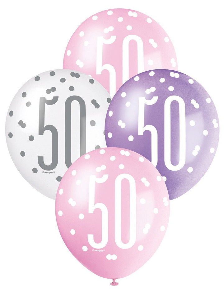 6pk Assorted Pink Purple Latex Balloon - 50 - Everything Party