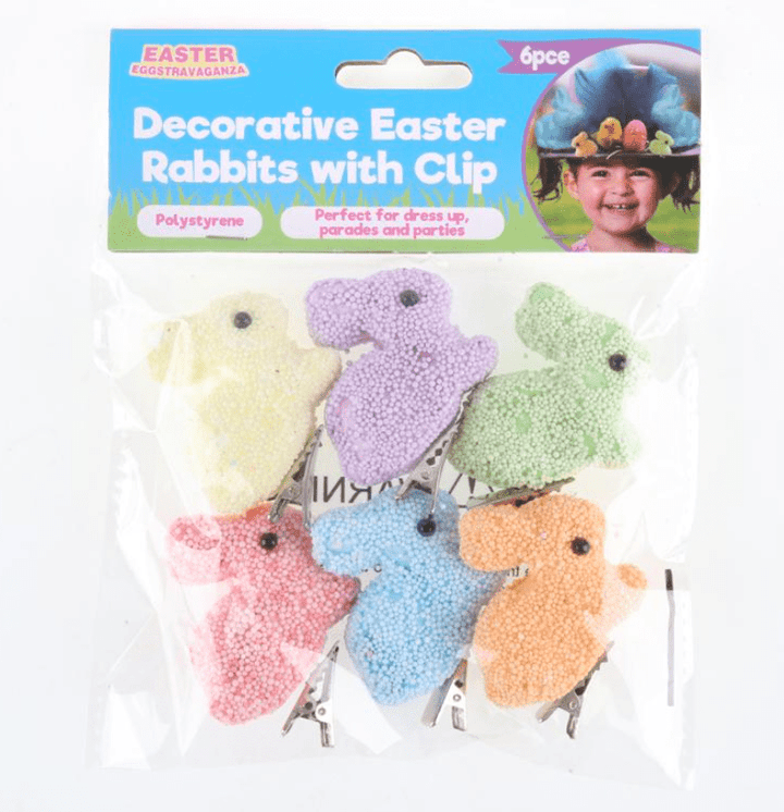 6pk Decorative Polystyrene Easter Rabbits with Clip – Everything Party