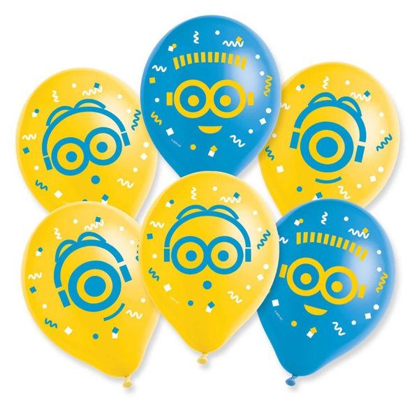 6pk Despicable Me Minion Latex Balloon 30cm - Everything Party