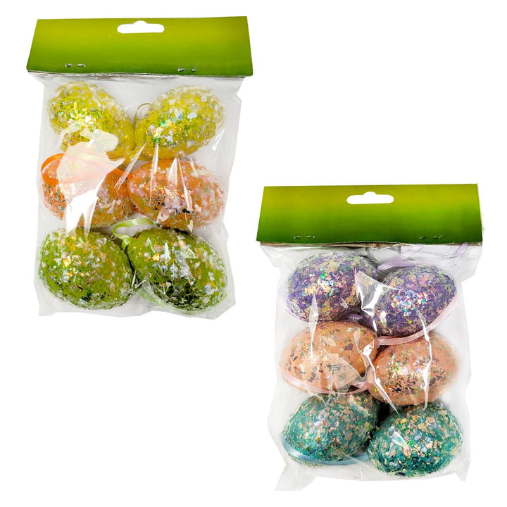 6pk Easter Glitter Foam Eggs with Hanging String - Everything Party