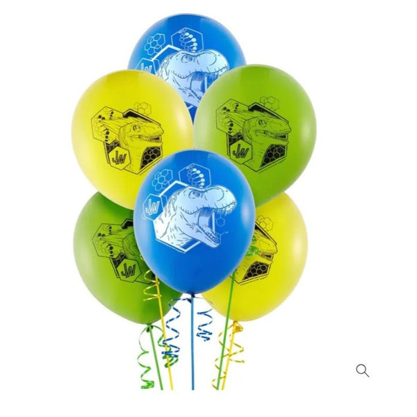 6pk Jurassic World Printed Dinosaur Latex Balloons 30cm - Everything Party