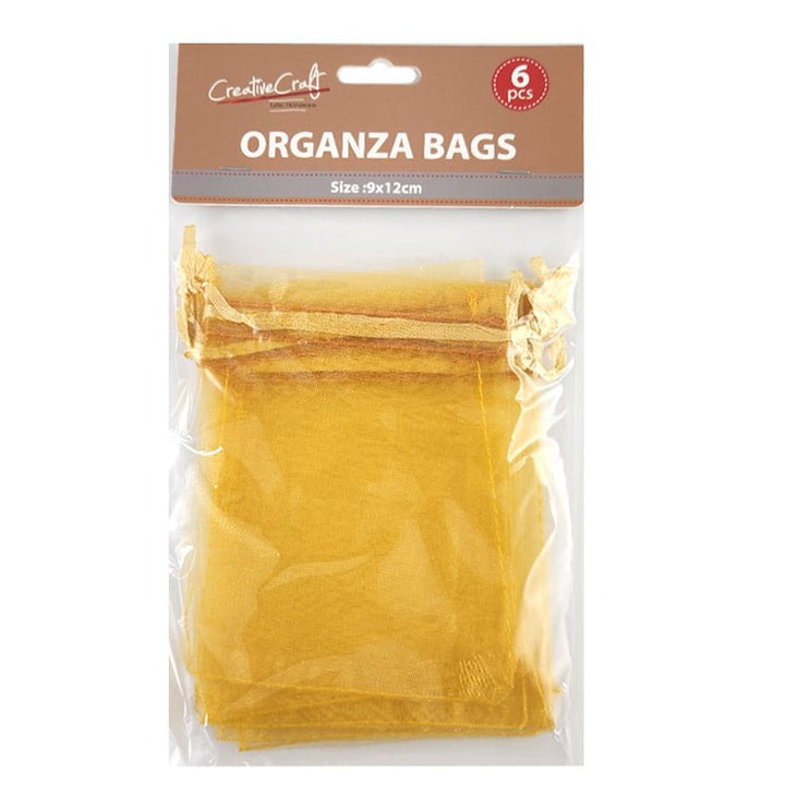 6pk Organza Bags - Golden Yellow - Everything Party
