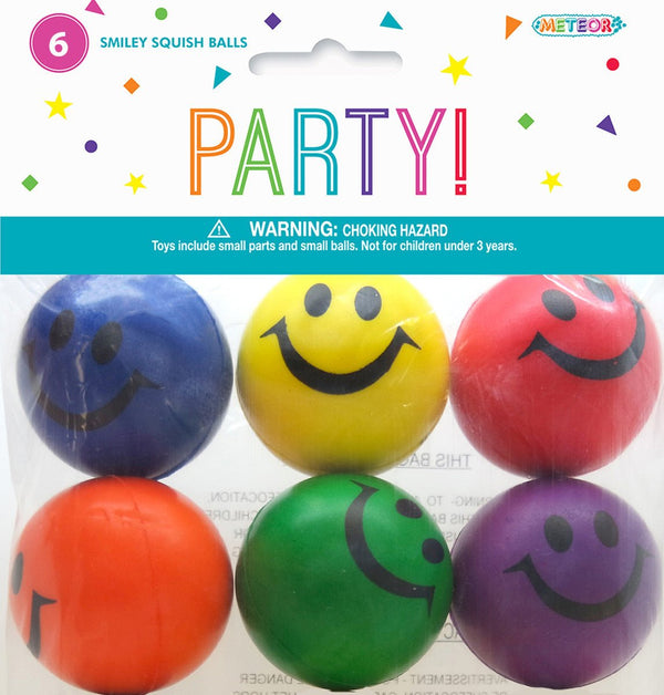 6pk Smiley Face Squishy Foam Ball - Everything Party