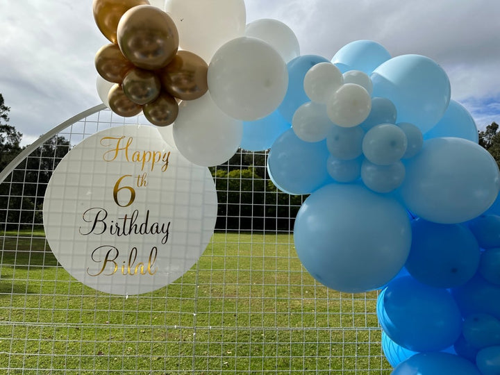 6th Birthday Balloon Garland on 2m Circle Mesh Backdrop - Everything Party