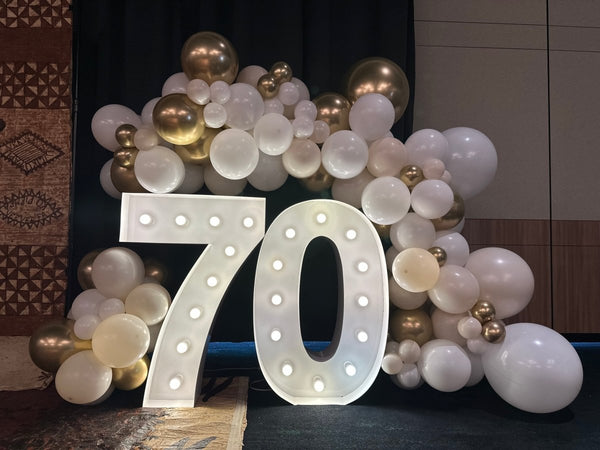 70th Birthday Balloon Garland with 1m LED Number Lights - Everything Party