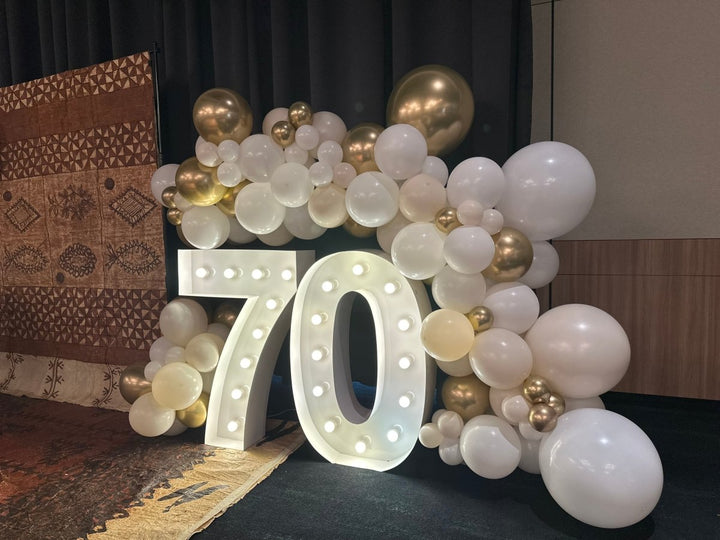 70th Birthday Balloon Garland with 1m LED Number Lights - Everything Party