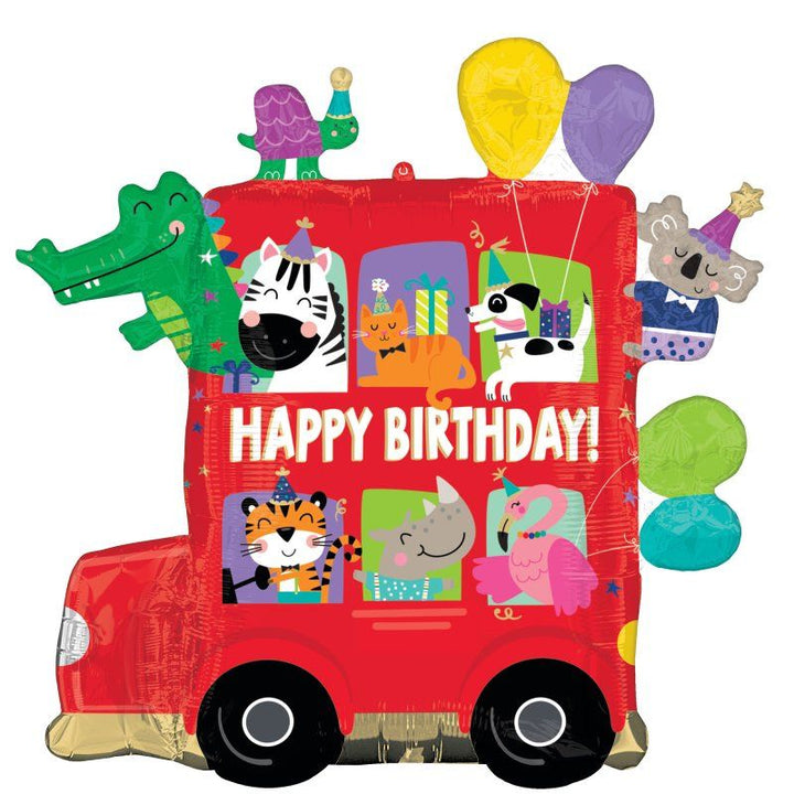 71cm Anagram Supershape Birthday Animal Party Bus Foil Balloon - Everything Party