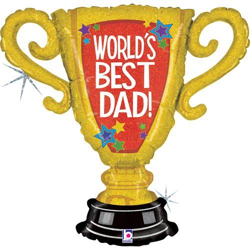 71cm Betallic World's Best Dad Trophy Shape Foil Balloon - Everything Party