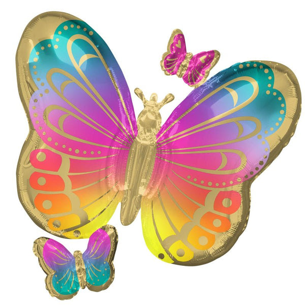 73cm Anagram Supershape Colourful Butterfly Foil Balloon - Everything Party