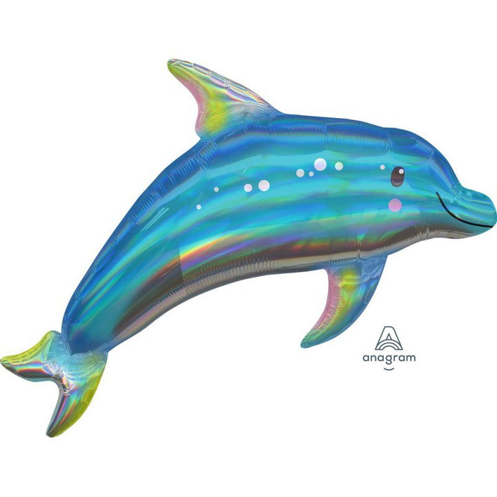 73cm Anagram Supershape Holographic Iridescent Dolphin Foil Balloon - Everything Party