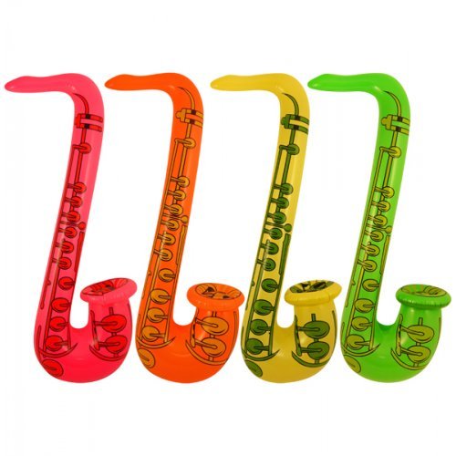 75cm Inflatable Saxophone 4 Assorted Neon Colours - Everything Party