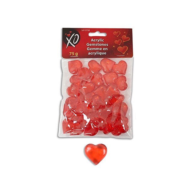 75g Acrylic Red Heart Gemstones – Valentine's Table Decor - Everything Party