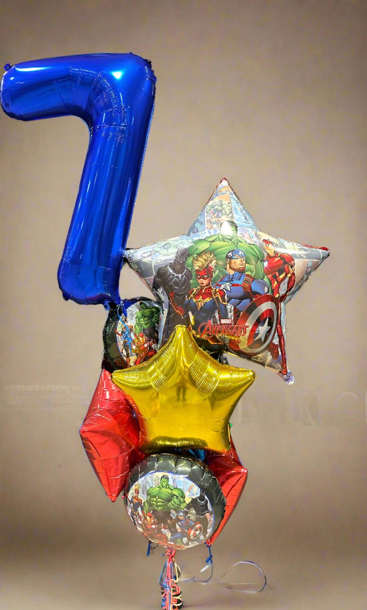 7th Birthday Avengers Theme Helium Balloon Bouquet - Everything Party