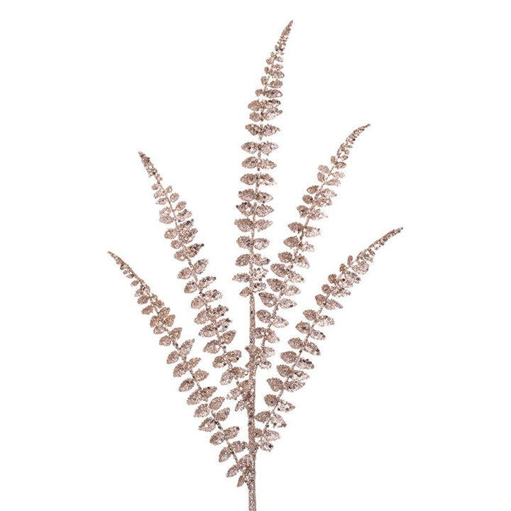 80cm Champagne Glitter Fern Stem - Everything Party