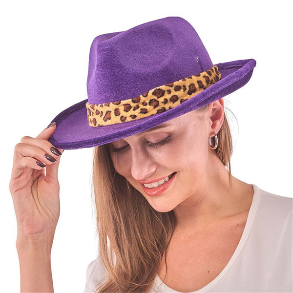 80s Purple Velvet Pimp Fedora Hat - Everything Party