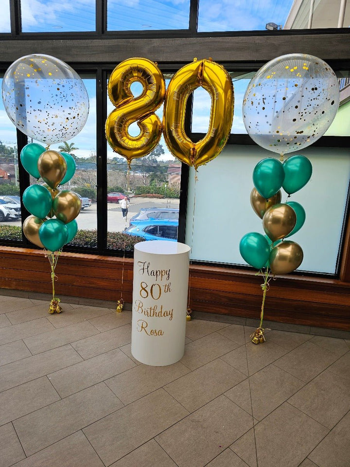 80th Birthday Foil Number Balloon with 3ft Confetti Balloon set - Everything Party