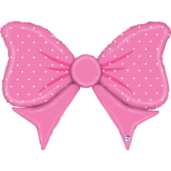 85cm Betallic Pink Bow Shape Foil Balloon - Everything Party