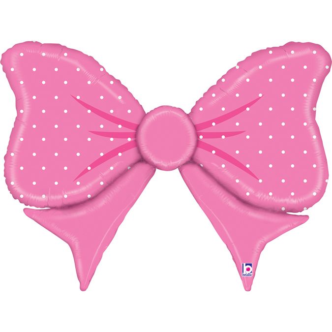 85cm Betallic Pink Bow Shape Foil Balloon - Everything Party