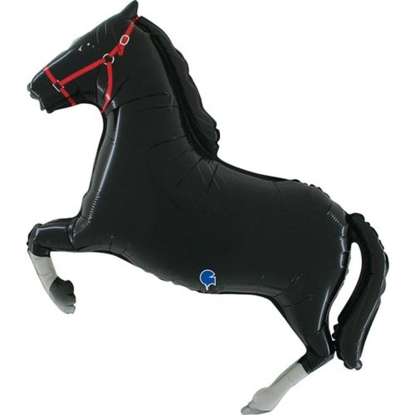 86cm Grabo Supershape Racing Horse Foil Balloon - Black - Everything Party