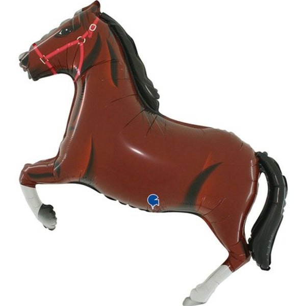 86cm Grabo Supershape Racing Horse Foil Balloon - Dark Brown - Everything Party