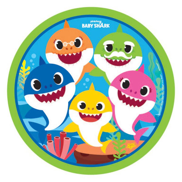 8pk Baby Shark Family Paper Plates 23cm - Everything Party