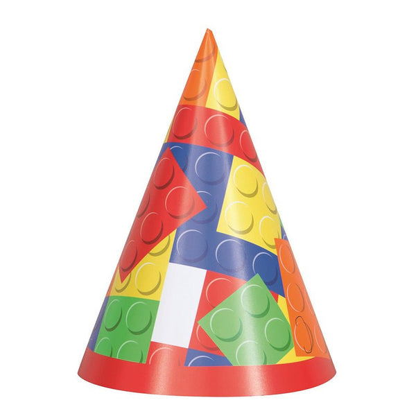 8pk Building Blocks Birthday Party Hats - Everything Party