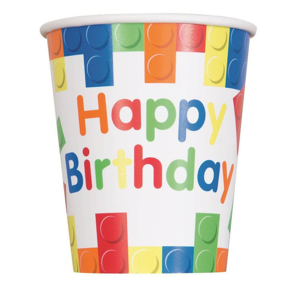 8pk Building Blocks Happy Birthday Paper Cups - Everything Party