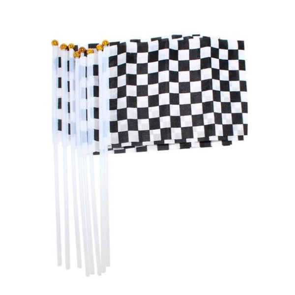 8pk Car Racing Checkered Hand Signal Flag - Everything Party