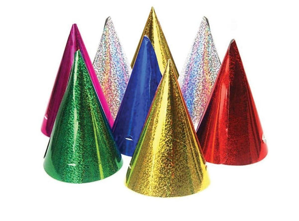 8pk Cardboard Holographic Party Hats - Assorted - Everything Party