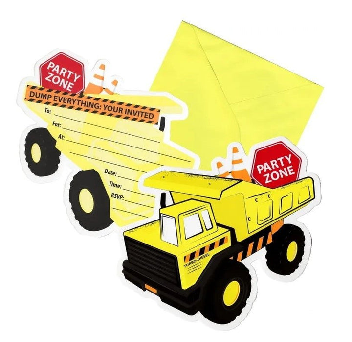 8pk Construction Zone Party Invitations - Everything Party