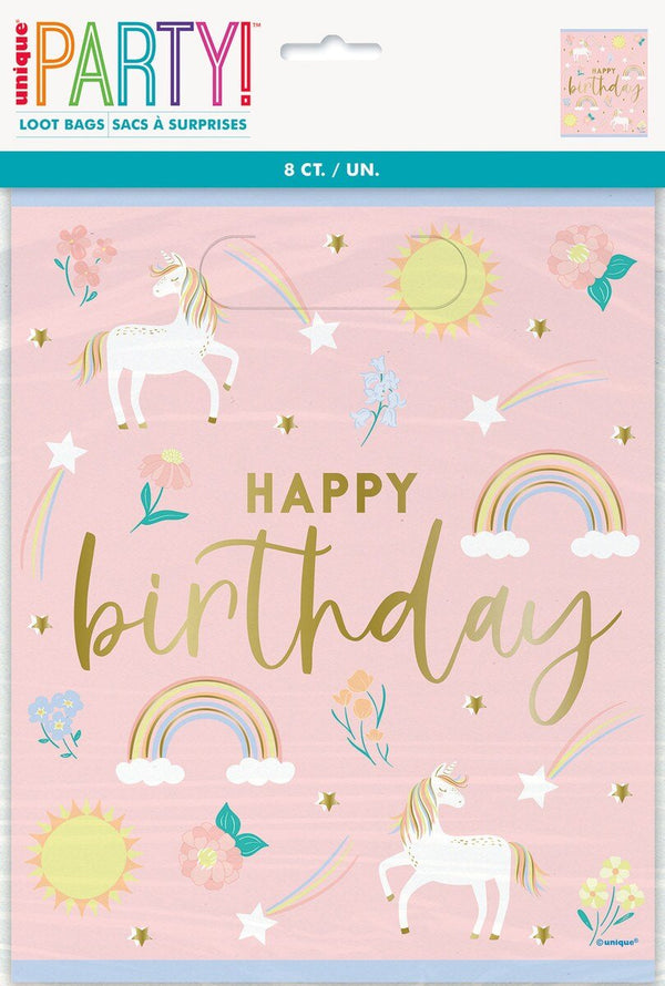 8pk Dainty Unicorn Happy Birthday Loot Bags - Everything Party