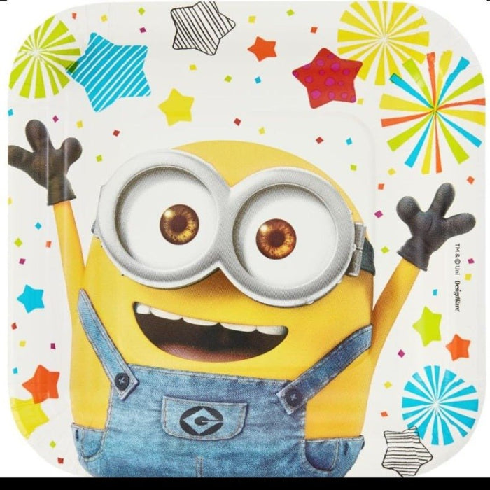 8pk Despicable Me Minion Square Paper Plates - Everything Party