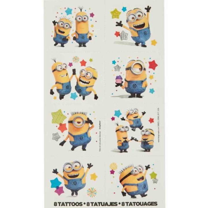 8pk Despicable Me Minion Temporary Tattoos - Everything Party