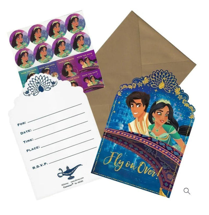 8pk Disney Aladdin Postcard Party Invitations - Everything Party