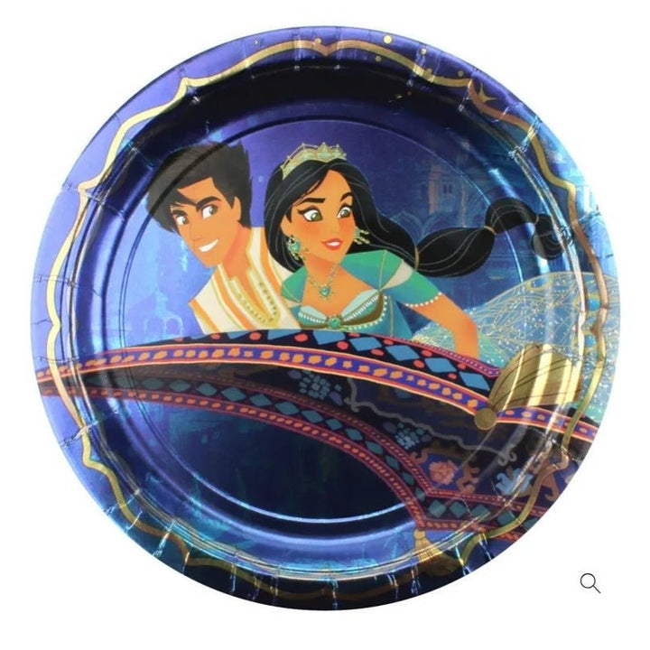 8pk Disney Aladdin Round Metallic Paper Plates - Everything Party