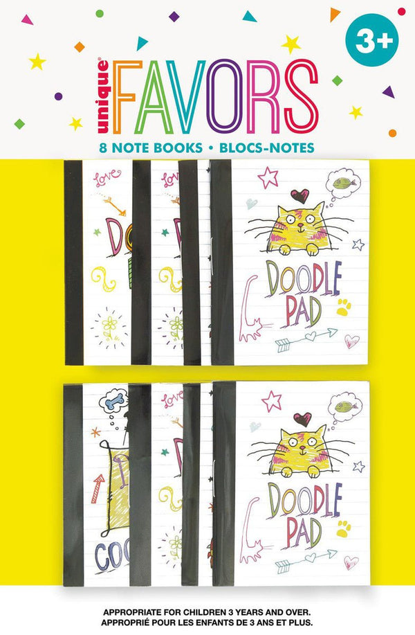 8pk Doodle Pad Note Book Party Favours - Everything Party